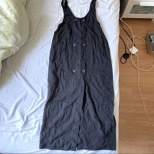 Black, Linen blend, midi dress.